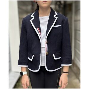 Thom Browne Target Neiman Marcus Women’s Sz XL Navy Blue Wool Blazer